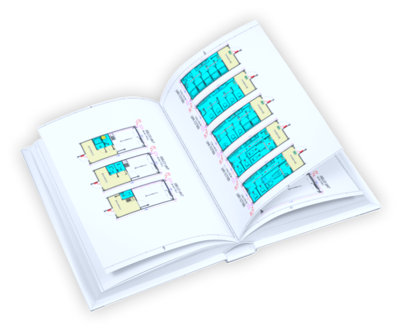 Idelco brochure met plattegronden en afmetingen van alle modulaire units