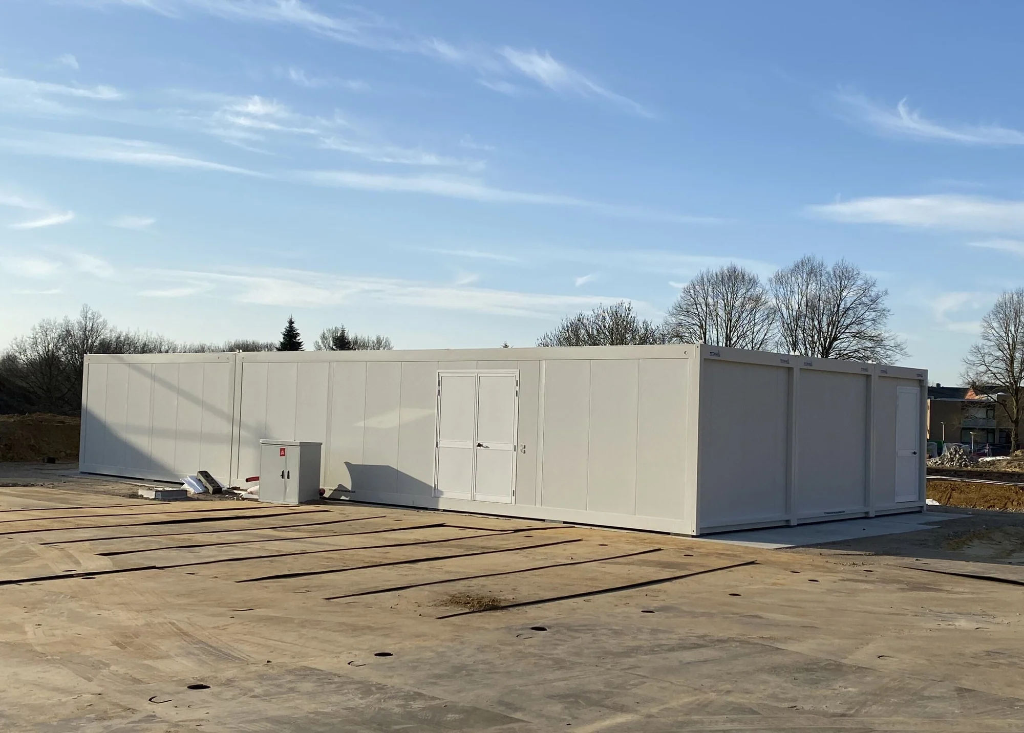 Modulair kantoorcomplex met refter in Wallonië — realisatie met modulaire units van Idelco